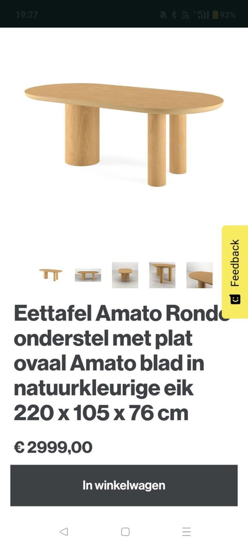 Amato dining table (220 x 105 x 76 cm)
