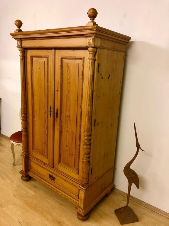 Image 1 of Softwood wardrobe, farmhouse wardrobe, antique wardrobe, Gründerzeit wardrobe, country-style wardrobe, hall wardrobe circa 1890