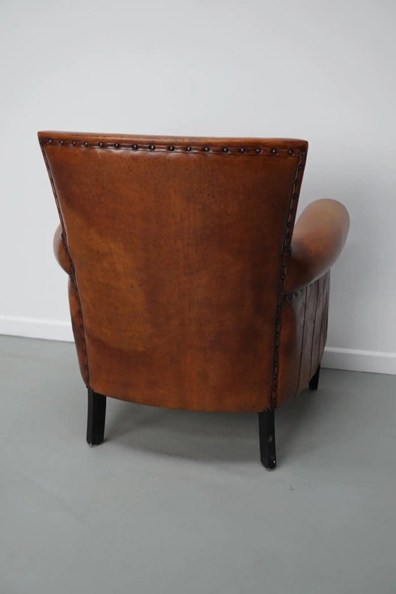 Image 1 of Vintage Nederlandse leren clubfauteuil in cognackleur
