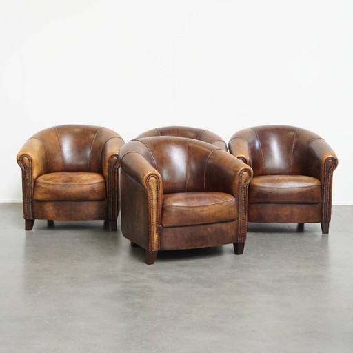 4x Unique sheep leather club chairs