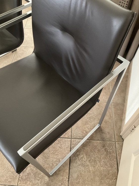 Dining table with chairs – Arco, Dining set, Leather, Metal (photo 3 of 5)