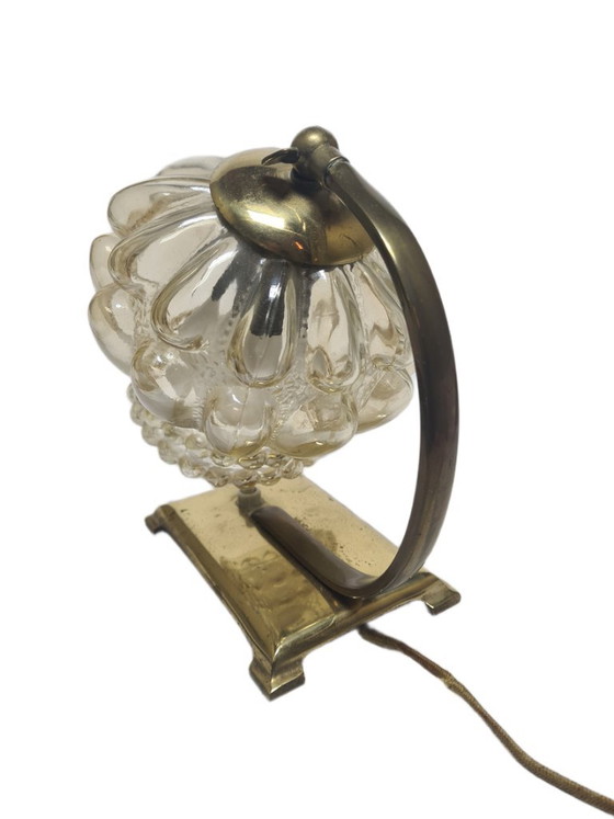 Art Deco Bedside Lamp, Belgium, 1950s – Table lamps, Glass, Brass (photo 7 of 13)