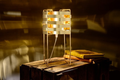 "Ganymede" bedside lamp, gold finish, Max Sauze, Ligne Sauze edition