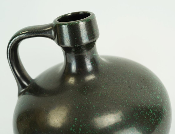 Image 1 of ruscha mid century VASE black and green kurt tschoerner mid century pottery model 340