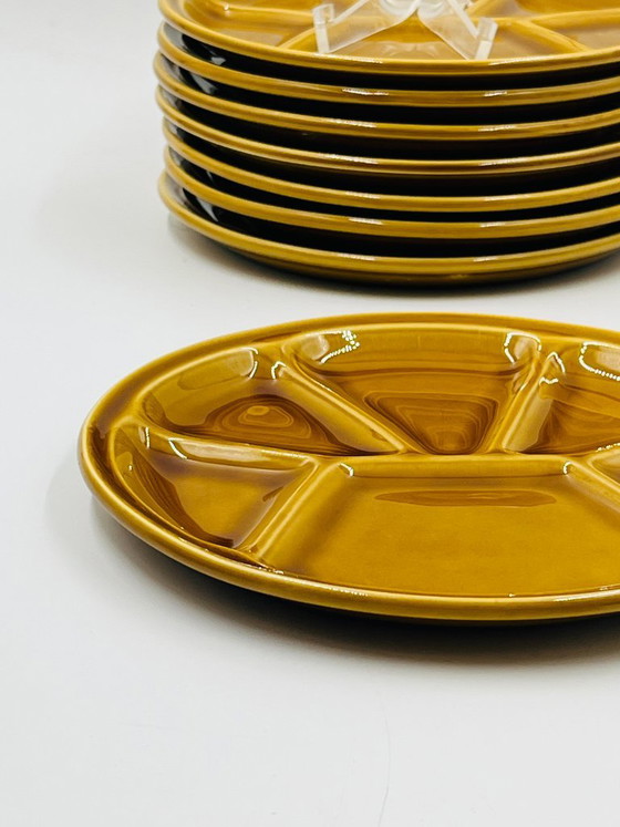 Lot de 6 Assiettes Fondue Gien Caramel Vintage – Vaisselle, Ceramic (photo 7 of 10)