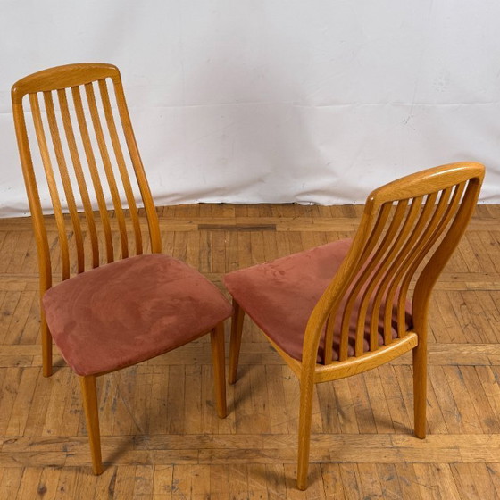 Image 1 of Juego de 4 sillas de comedor danesas de teca Schou Andersen, años 70 - Tapizado Moderno de mediados de siglo