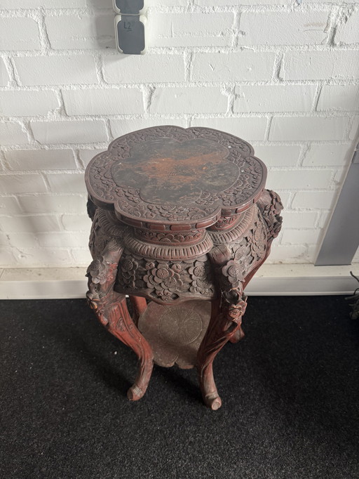 Soporte para plantas vintage de madera dura tallada china