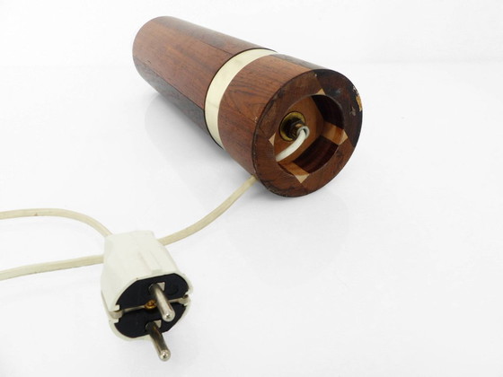 Image 1 of Scandinavian lamp base in exotic wood and brass, circa 1970