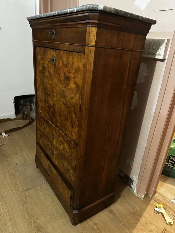 Image 1 of Scrivania Luigi Filippo in noce e radica di noce - XIX secolo