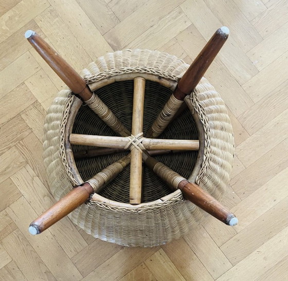 Vintage Mid-Century Rotan Salontafel – Jaren 50/60 – Rattan (photo 4 of 5)