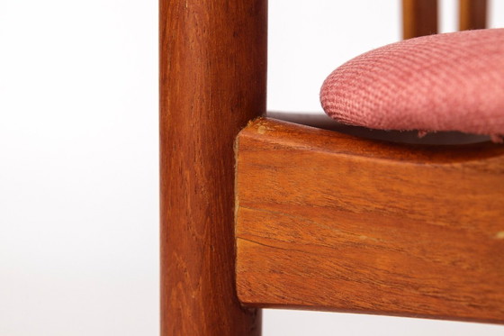 Image 1 of Pareja de sillas de comedor de teca Bramin - Dinamarca años 60 - Tapicería rosa - Moderno de mediados de siglo