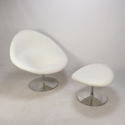 Vintage Globe armchair with ottoman by Pierre Paulin for Artifort, 1980s