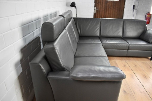 Ewald Schillig Ledersofa mit Kopfstützen u Federkernpolsterung / Ledersofa Echtleder hochwertig Ledercouch Verstellbar modern Le