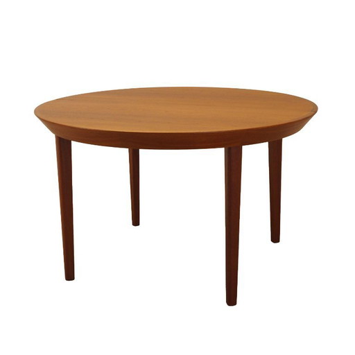 Round teak table, Danish design, 1960s, manufacturer: Gudme Møbelfabrik, designer: Ole Hald
