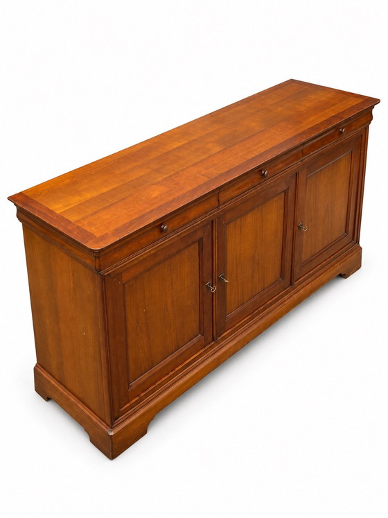 French enfilade Sideboard in solid fruitwood, Louis-Philippe style, 187 cm, Brown (photo 9 of 11)