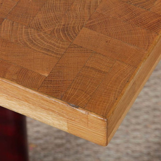 Image 1 of Rechthoekige eettafel met staand houten blad, 1980