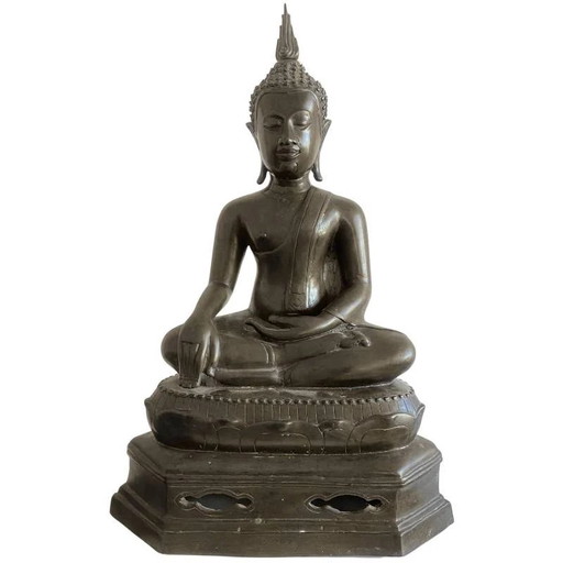 Buda tailandés de bronce sentado con llama extraíble (ushnisha) – lote 160