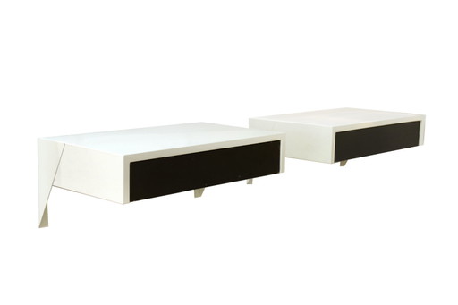 Set of two Martin Visser DD01 Bergeijk wall shelves with drawers for Spectrum