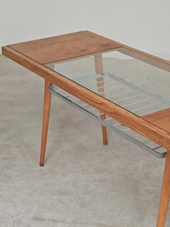 Wood, metal and glass coffee table by Jitona 1960 – polished steel, Mid Century Modern (photo 10 of 16)