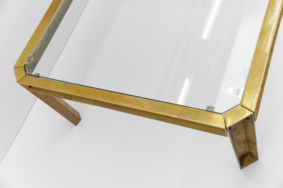 Image 1 of Grande table basse modèle T09 en laiton et verre, par Peter Ghyczy, années 1970