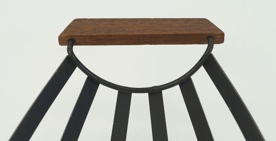 Cesto Frutta Vintage Anni '50 Metallo Nero e Manici in Legno Teak Stile Bertoia – Ciotole, Wood (photo 2 of 8)