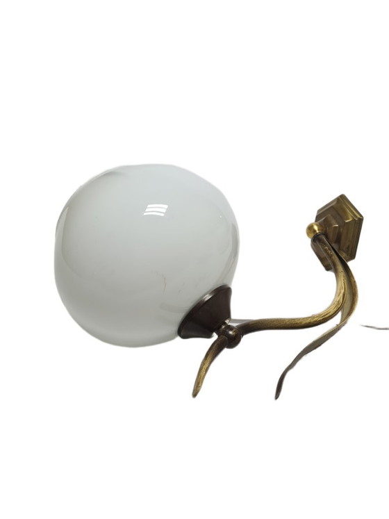 Art Deco wandlamp, Polen, jaren 1950 – Wandlampen, Glass, Brass (photo 6 of 9)