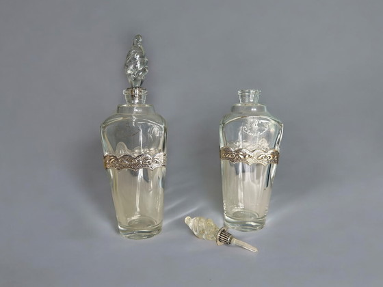 Image 1 of 2er-Set Clereluna-Parfümflaschen - mit versilbertem Zierband und dekorativem Stopfen