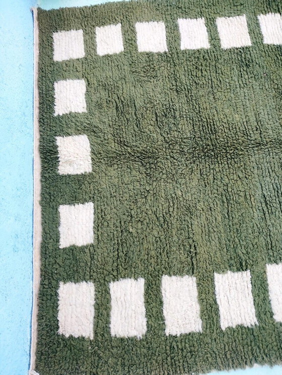 Handgemaakt vloerkleed van puur wol, groen en wit, 1,5/2,5 m – Aime Té, Vloerkleden en tapijten, Wool (photo 5 of 10)