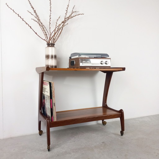 Vintage Louis Van Teeffelen Side Table Trolley Record Player Cabinet