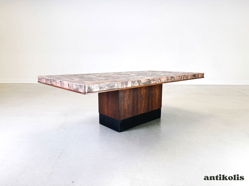 Brutalistischer Mid Century Couchtisch Heinz Lilienthal Palisander 1970