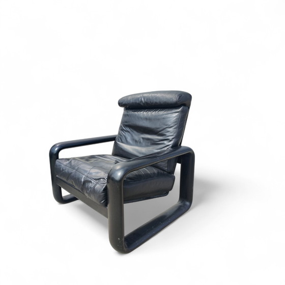 Image 1 of Een paar zwarte leren Rosenthal fauteuils uit de jaren 70.