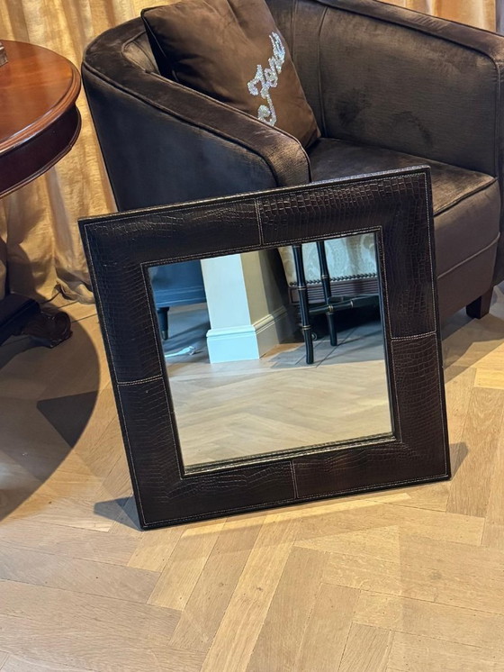 Image 1 of SET OF 2 MIRRORS WITH CROCO LEATHER FRAME
