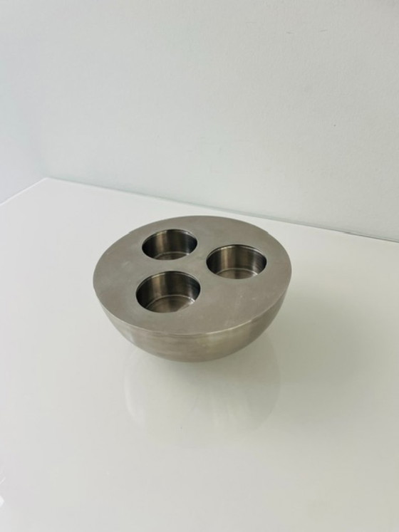Image 1 of Minimalistische RVS kaarsenhouder 3 waxinelichtjes