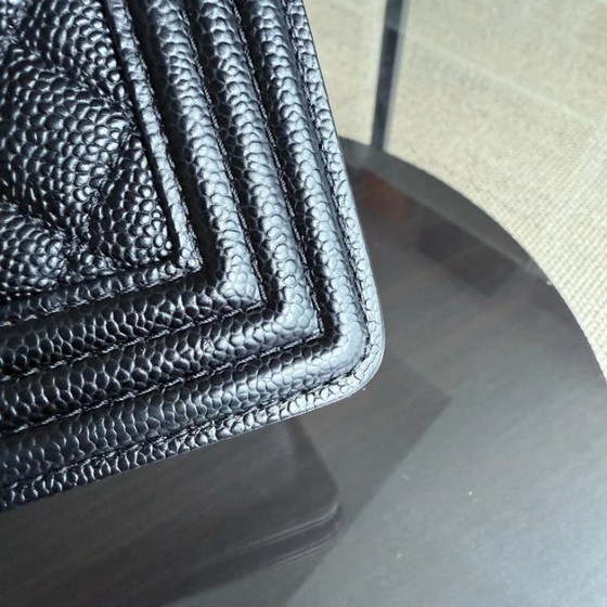 Image 1 of Chanel Boy Medium - Caviar 25CM Quilted Grained Calfskin Black Gold Hardware Series 19