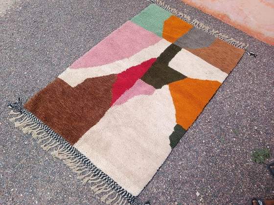 Tappeto Marocchino Autentico in Pura Lana con Motivi Colorati Misura 2/3 M – Aime Té, Tappeti, Wool (photo 4 of 7)