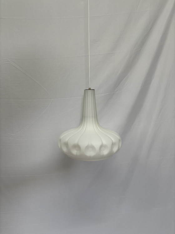 Image 1 of Vintage Peill & Putzler space age pendant lamp white frosted glass