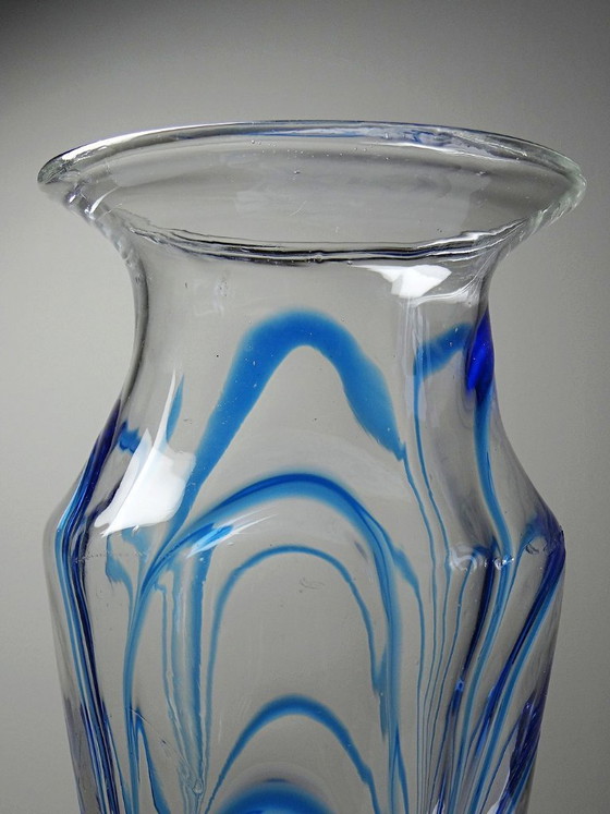 Image 1 of Large blue and transparent Murano blown glass vase, Italy, 1960s-70s