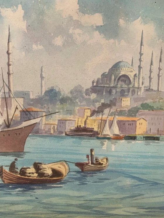 Pair of 1950s Oriental Marine Watercolors, Paintings & Drawings (photo 6 of 7)