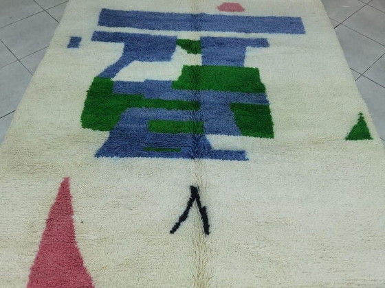 Image 1 of Alfombra bereber de pura lana con coloridos estampados, 2/3 m