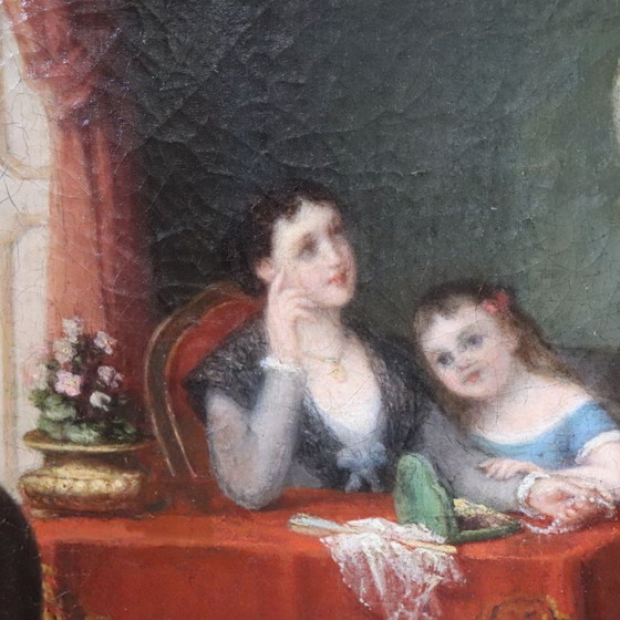 Image 1 of Scene Between Girls, Oil Painting on Canvas, Italy 19th Century