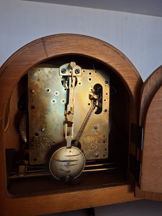 Bazuin Orologio da camino antico in legno con pendolo e chiave di carica, Vetro, Marrone (foto 5 di 5)
