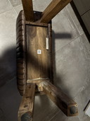 Riverdale leather bench – warm leather & wood