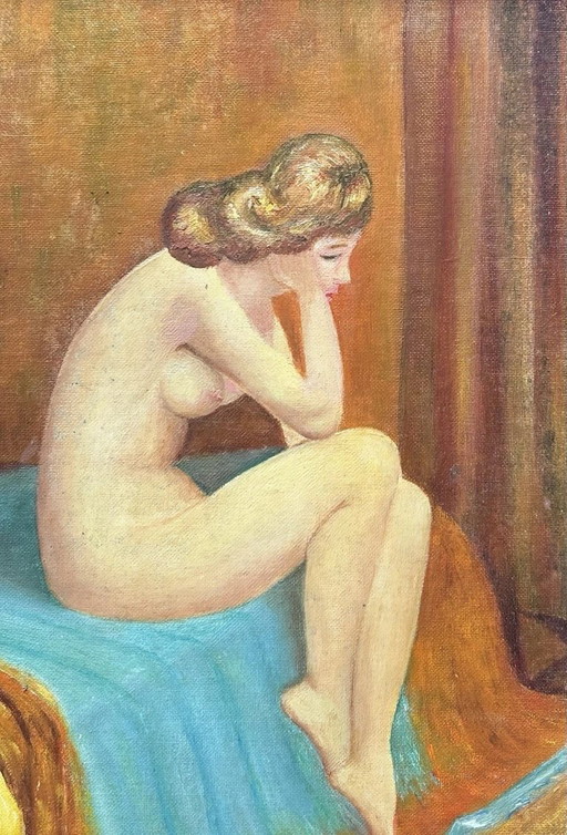Pintura vintage de retrato femenino desnudo