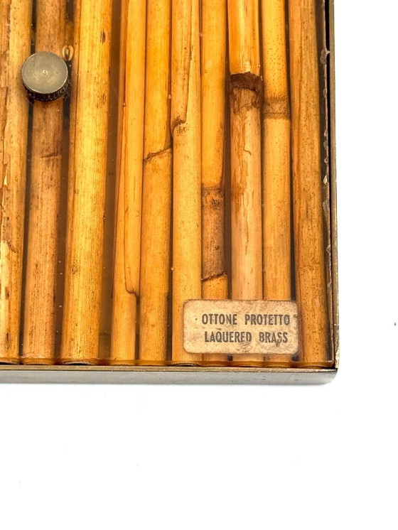 Image 1 of Marco de fotos estilo Hollywood Regency, de bambú y latón, al estilo de Gabriella Crespi, Italia, década de 1970.