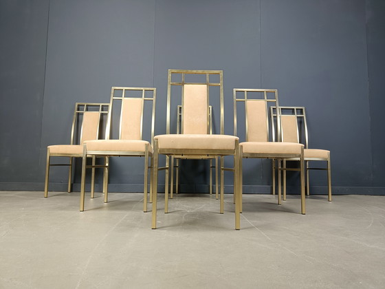 Image 1 of Sedie da pranzo vintage in ottone di Belgochrom, anni &#39;70