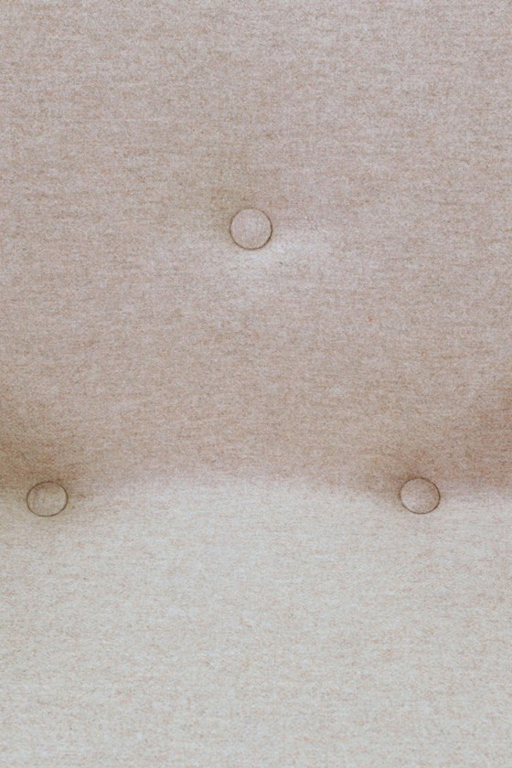 Image 1 of Vintage tweepersoonsfauteuil, eikenhout, wollen bekleding, volledig gerestaureerd.