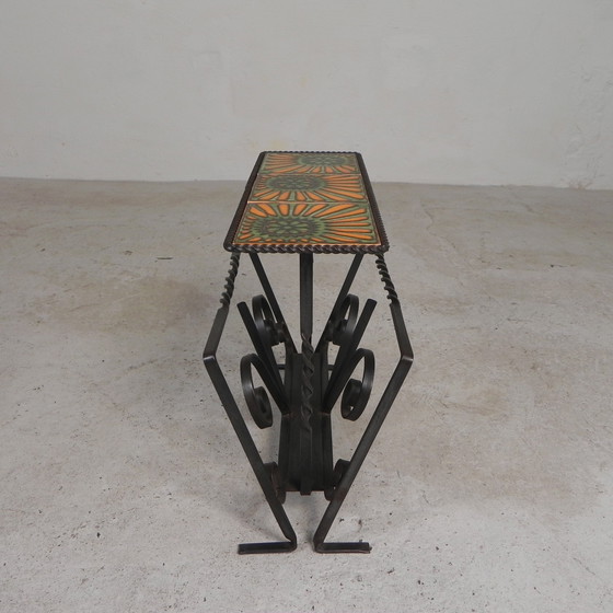 Image 1 of Vintage Newspaper Rack, Magazine Rack, Table With 3 Tiles