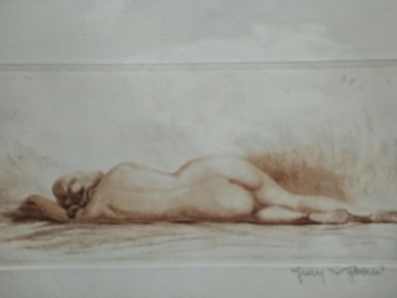 Nu allongé gravure sanguine – Lithographies et sérigraphies, Glass, Paper (photo 6 of 15)