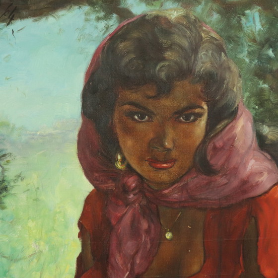 Image 1 of Grand tableau Jeune femme gitane 1964