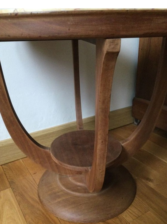 Superbe Guéridon / Table d’appoint Art Déco – Marqueterie de Marbre & Bois massif (c. 1930) – Tables d'appoint (photo 4 of 6)